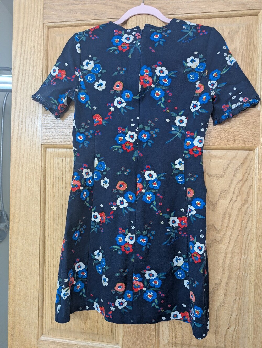 Tory Burch Miranda Short-Sleeve Pansy Bouquet Ponte Shirt dress S - Picture 9 of 10